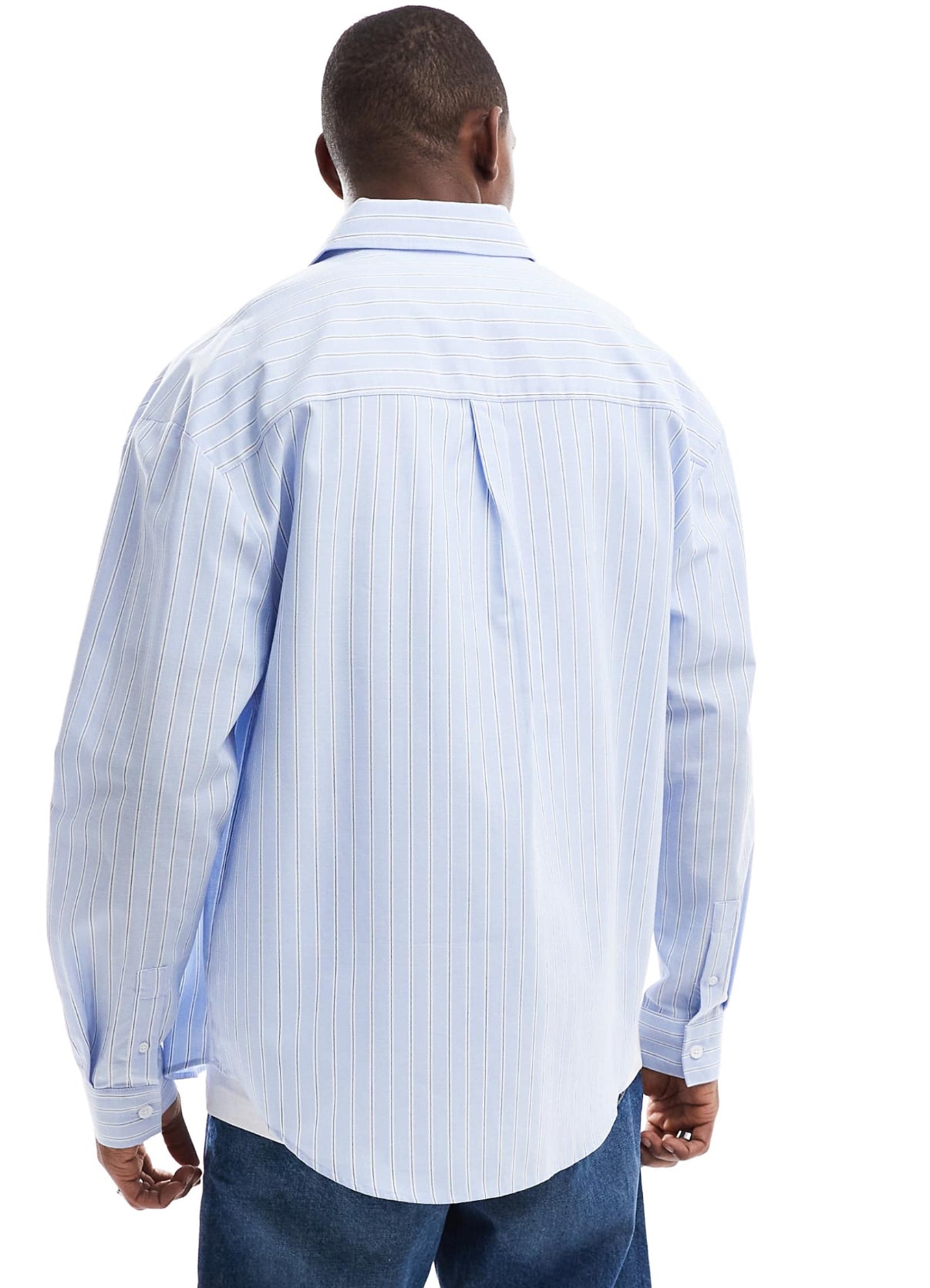 River Island relaxed fit shirt in blue stripe