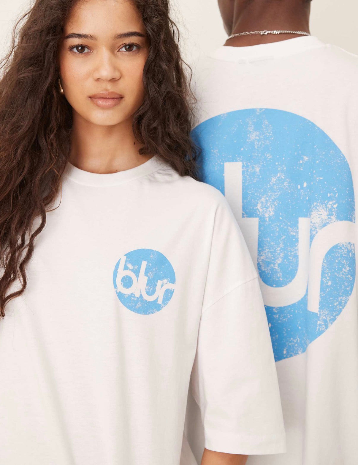 ASOS DESIGN unisex oversized t-shirt with blur print in white
