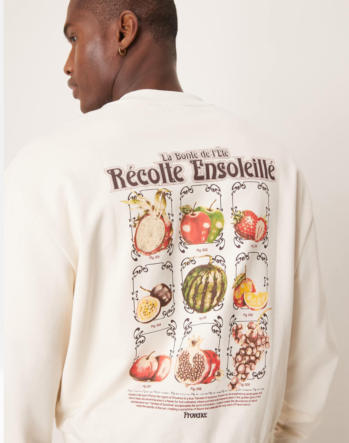 ASOS DESIGN boxy sweatshirt with chest and back print in tofu