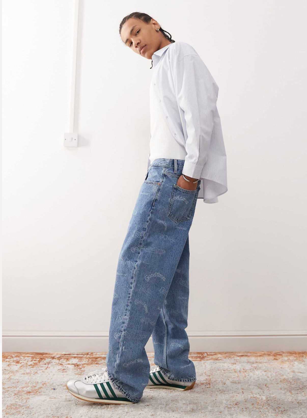 Dr Denim Omar relaxed fit straight leg jeans in retro anniversary print