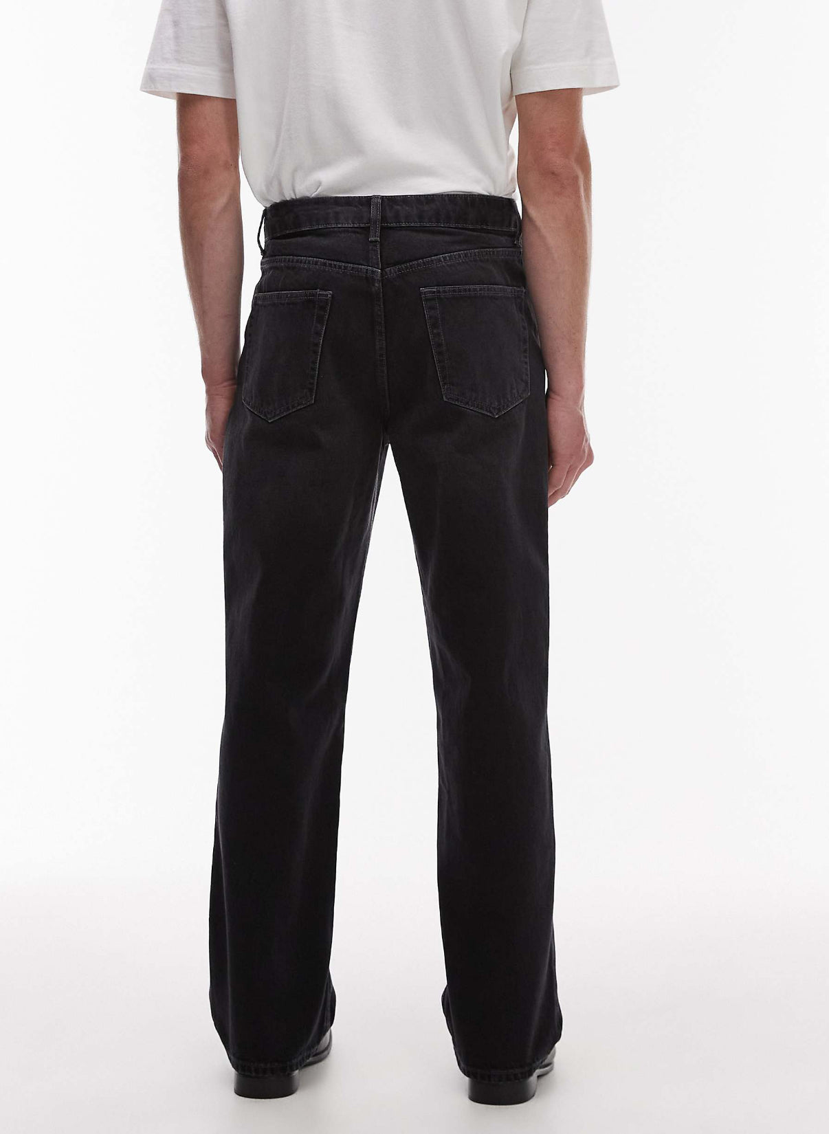 Topman rigid baggy jean in washed black