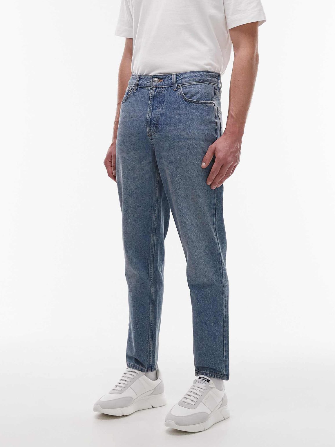 Topman rigid taper jean in mid wash