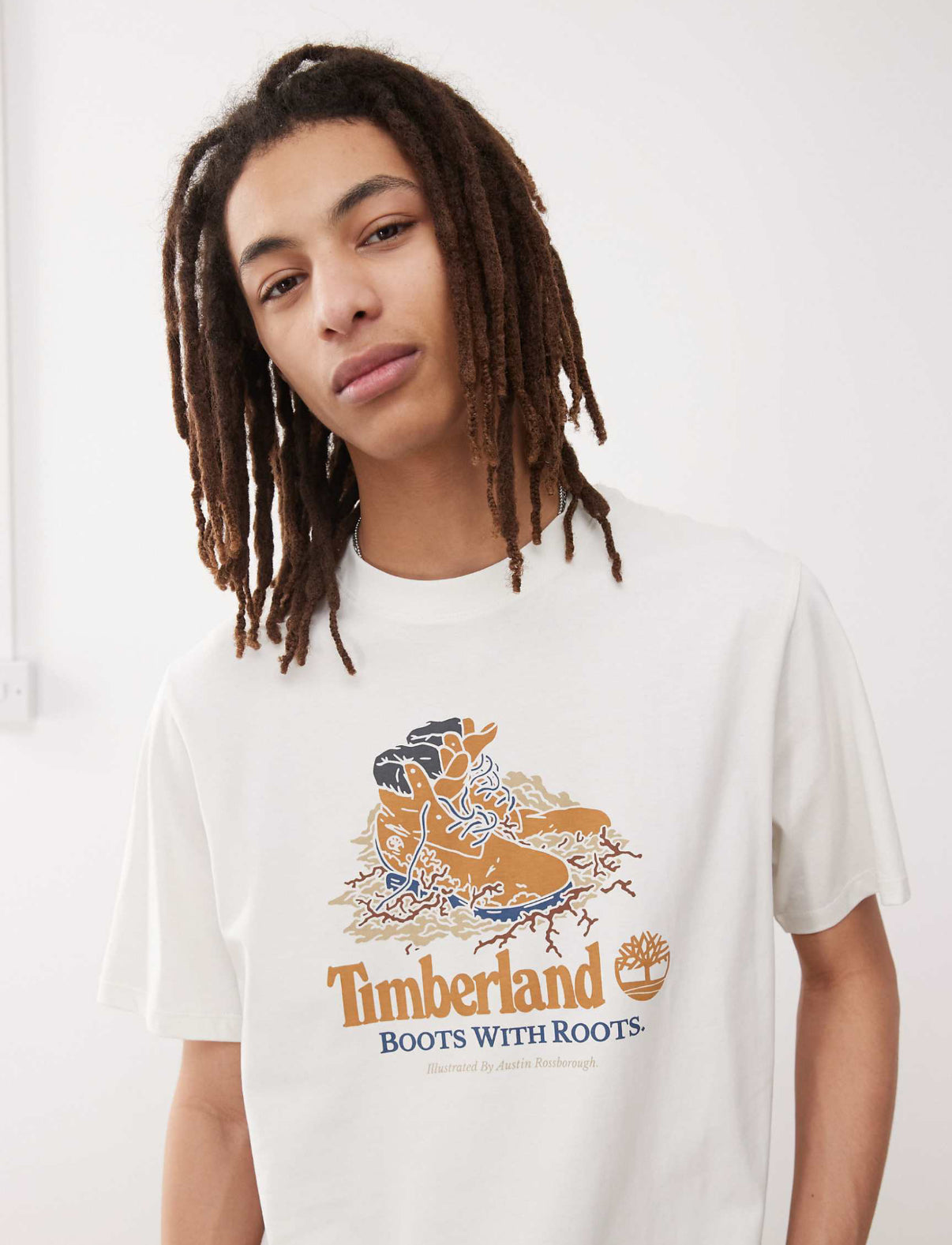 Timberland Boots With Roots graphic t-shirt in white