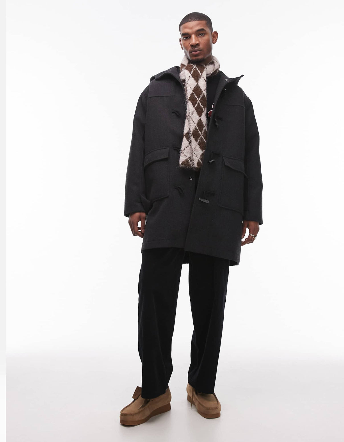 Topman wide leg cord trousers in black