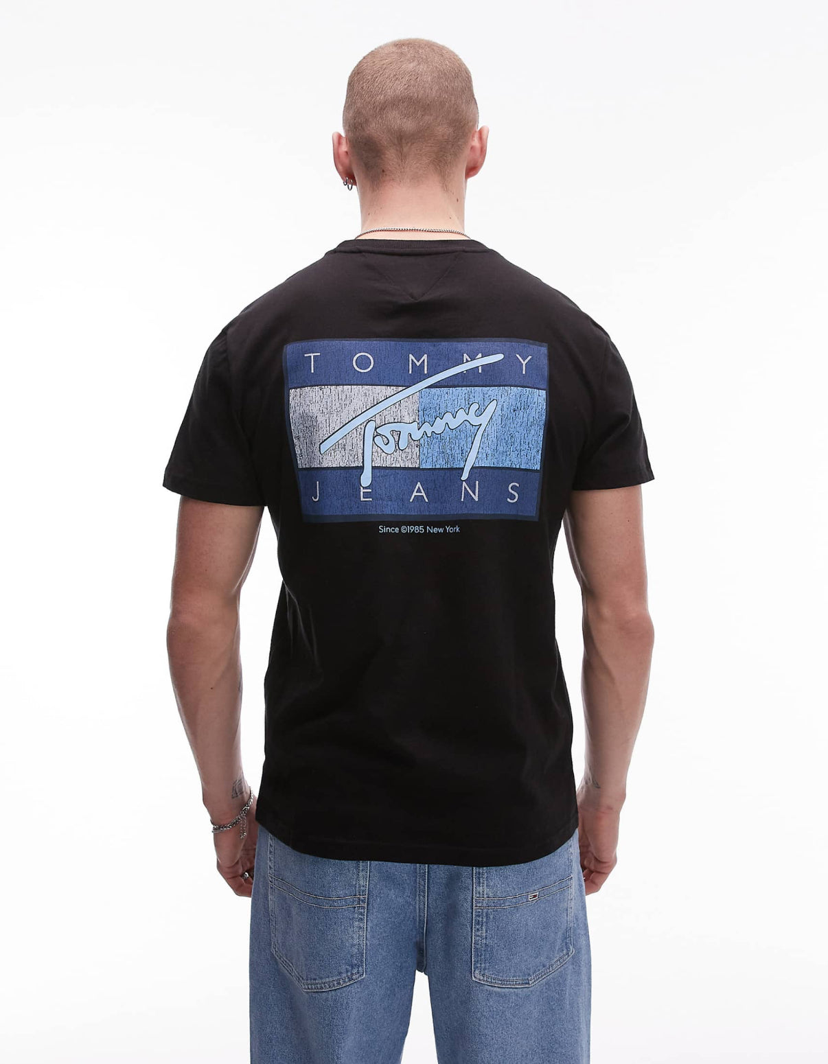 Tommy Jeans flag back print graphic t-shirt in black