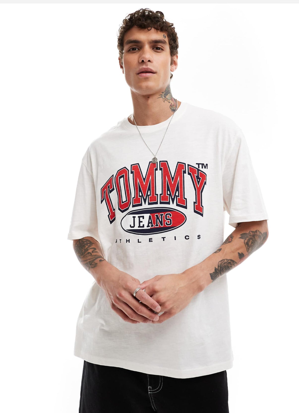 Tommy Jeans retro varsity logo t-shirt in white