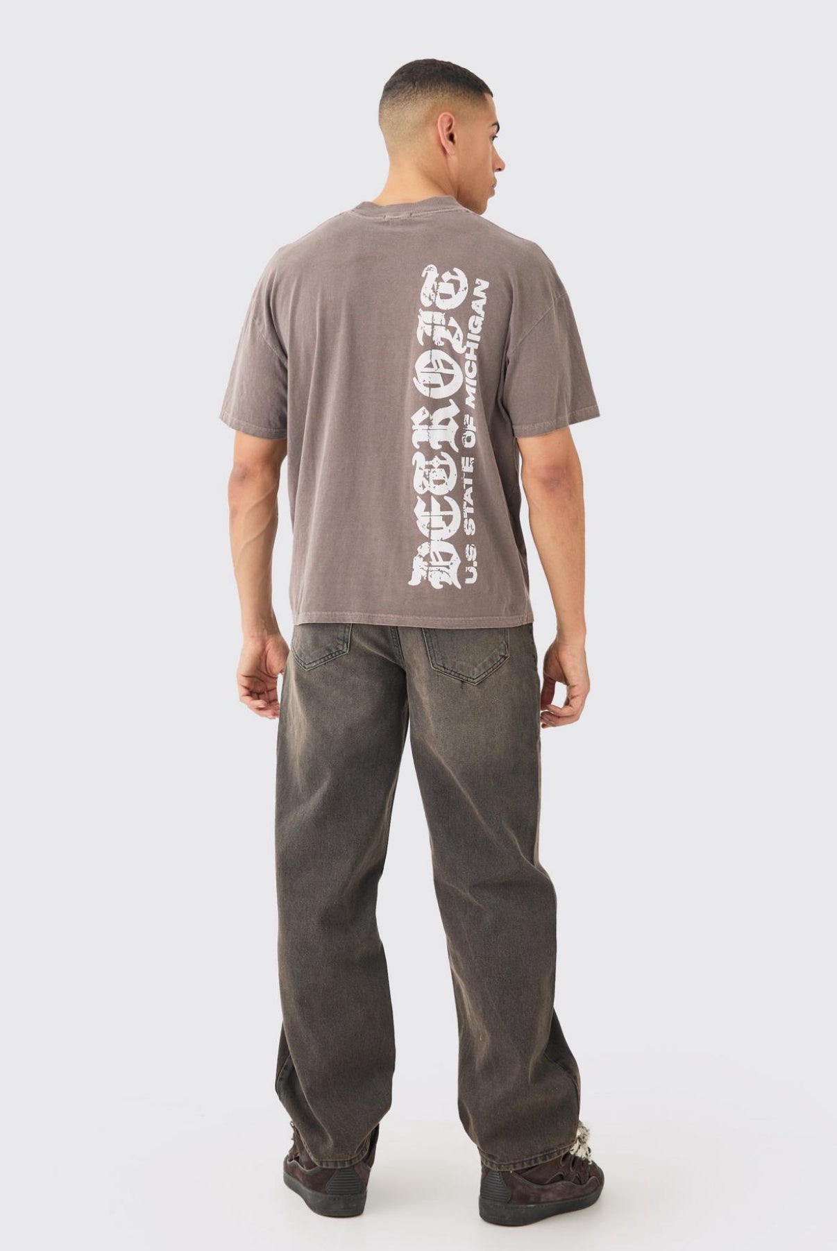 Baggy Rigid Brown Wash Ripped Knee Jeans