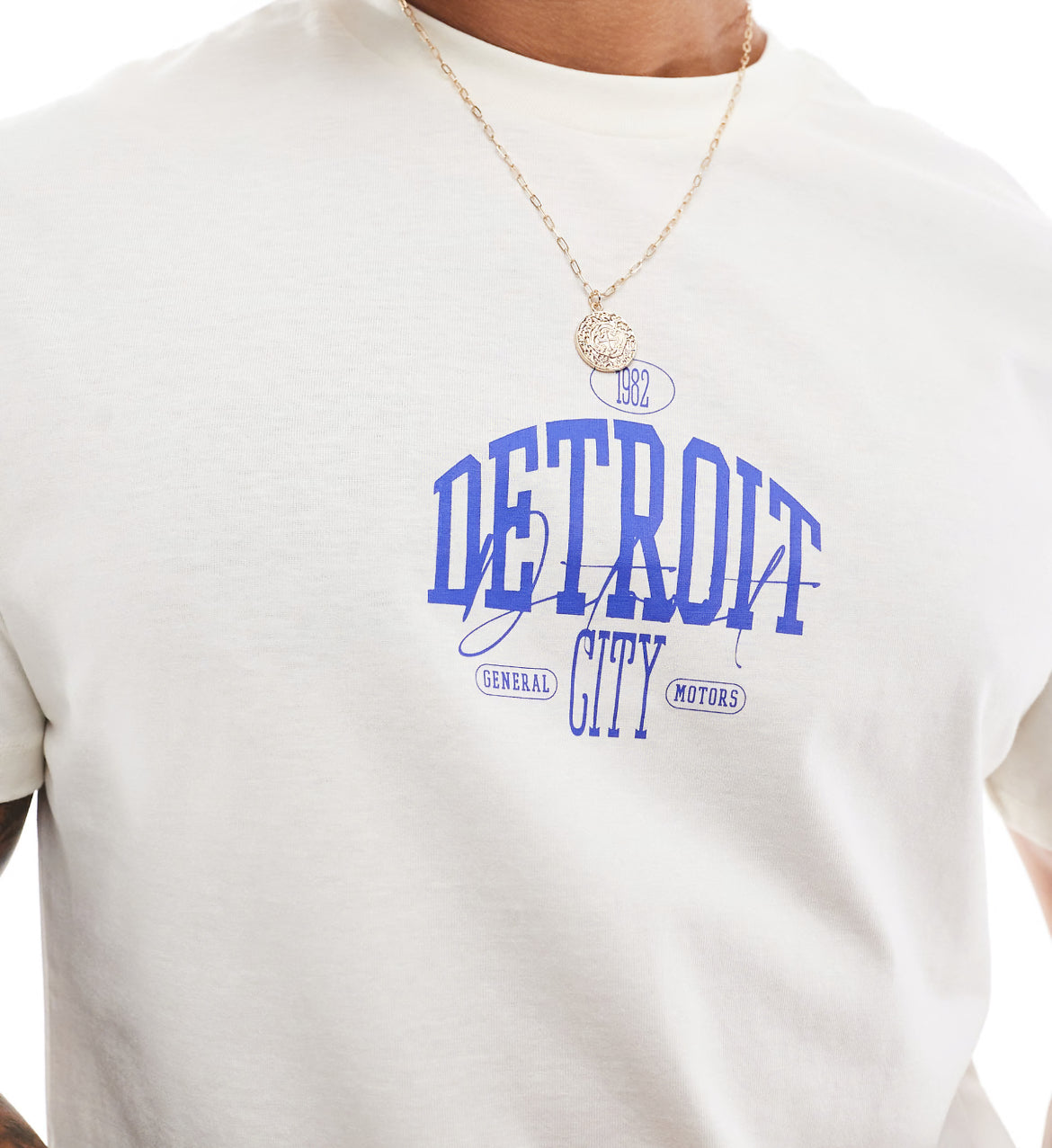 ASOS DESIGN standard fit t-shirt in off white with front city print