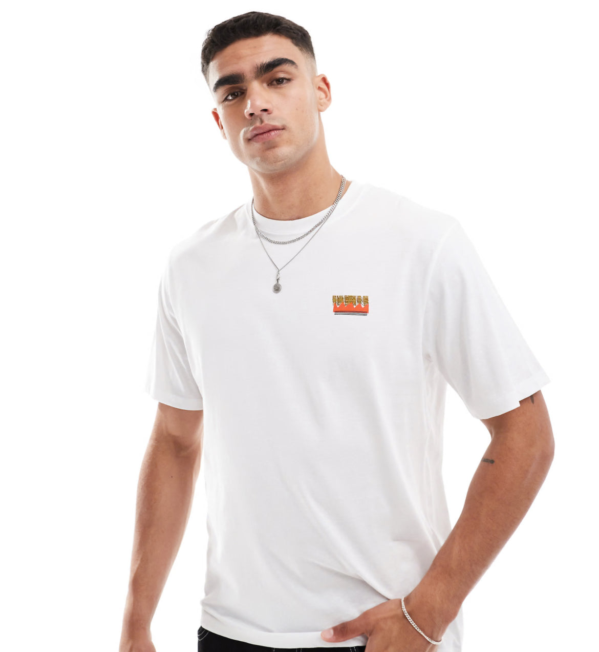 Jack & Jones boxy art exhibition back print t-shirt in white