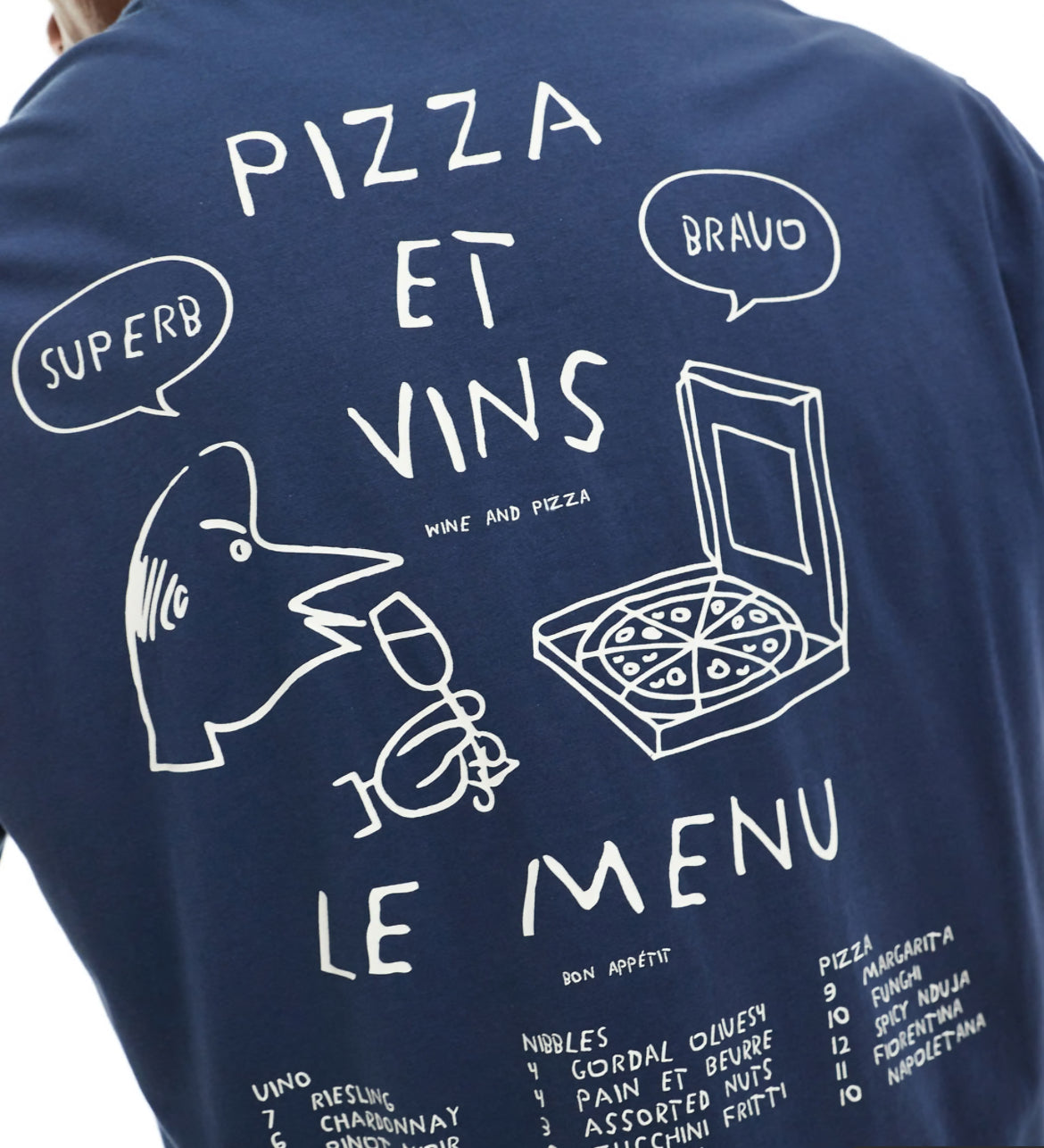 ASOS DESIGN oversized t-shirt in navy with abstract back print