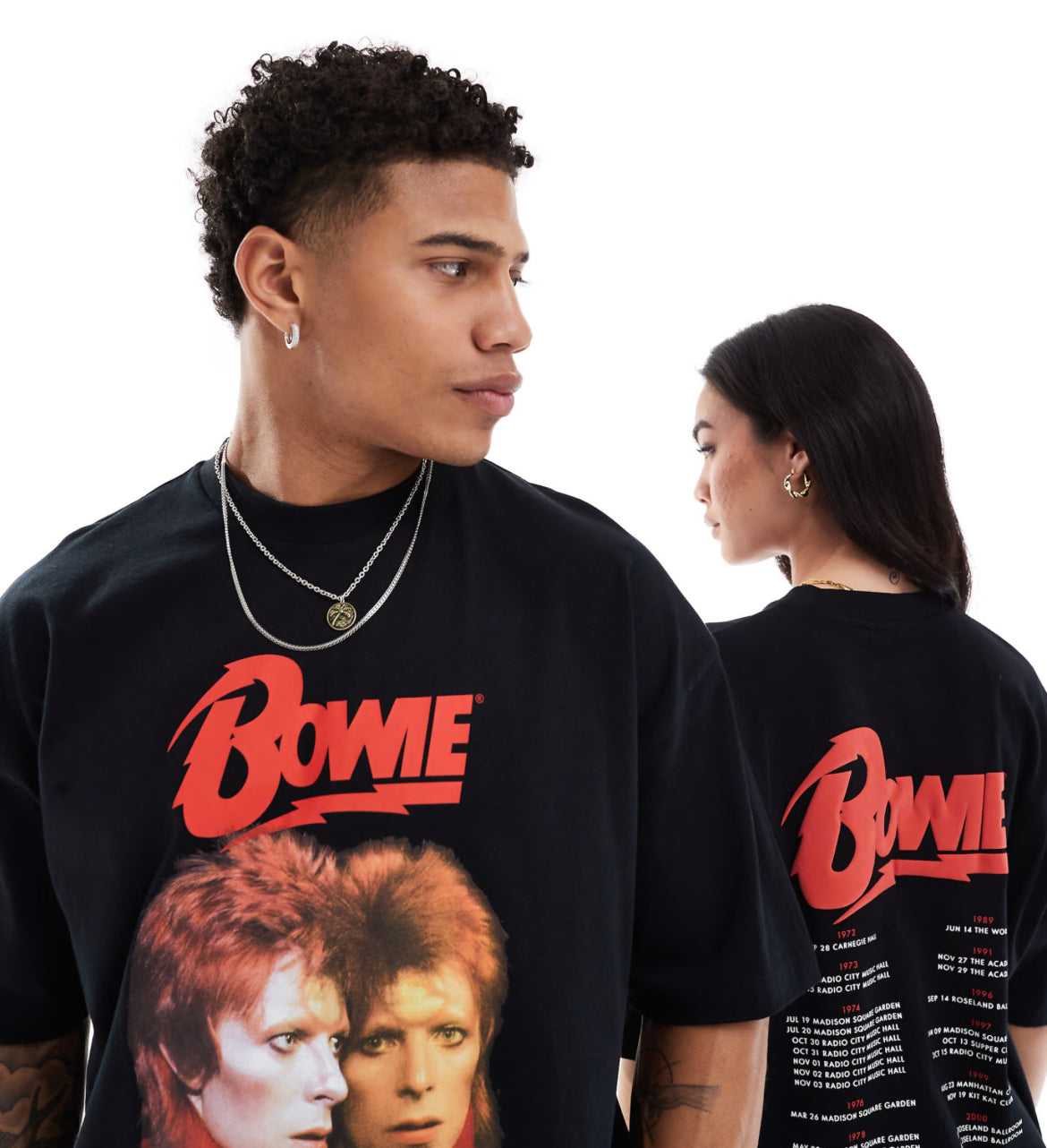 ASOS DESIGN unisex oversized license t-shirt with David Bowie print in black