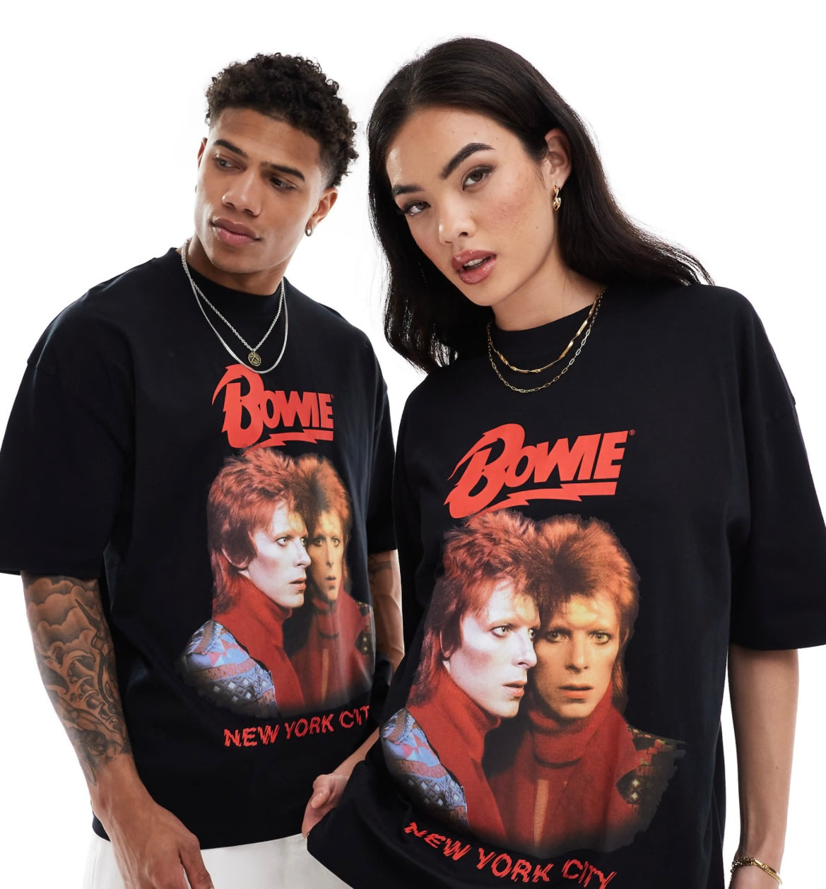 ASOS DESIGN unisex oversized license t-shirt with David Bowie print in black
