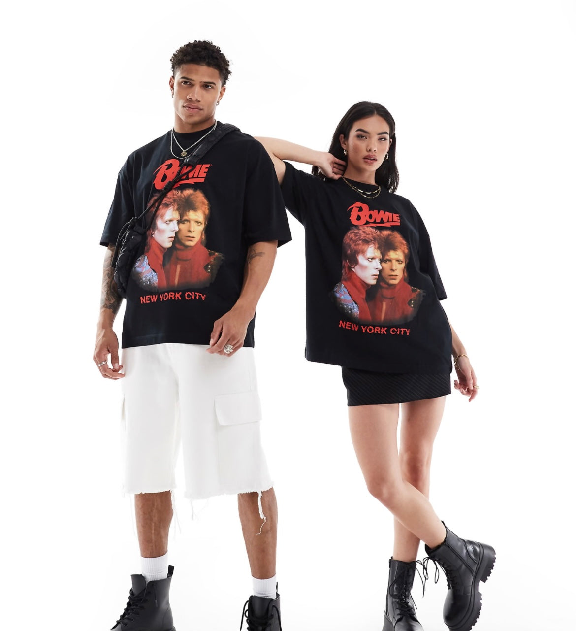 ASOS DESIGN unisex oversized license t-shirt with David Bowie print in black