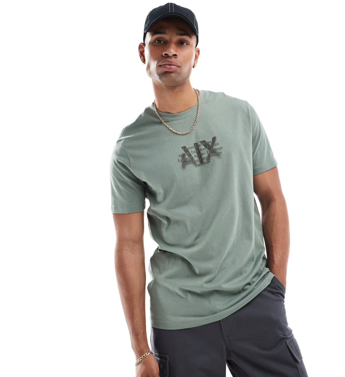Armani Exchange boxy fit t-shirt with chest logo in green