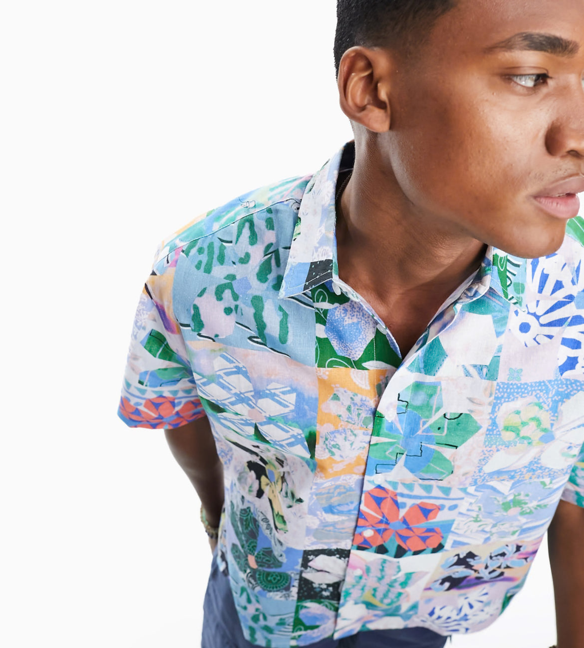 ASOS DESIGN boxy oversized linen mix shirt in floral blanket print