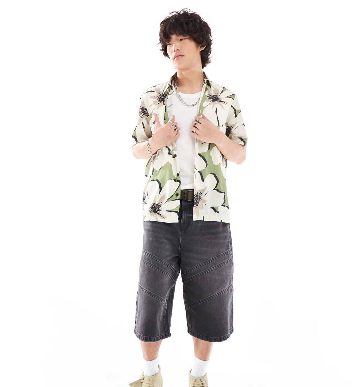 River Island floral print shirt in green