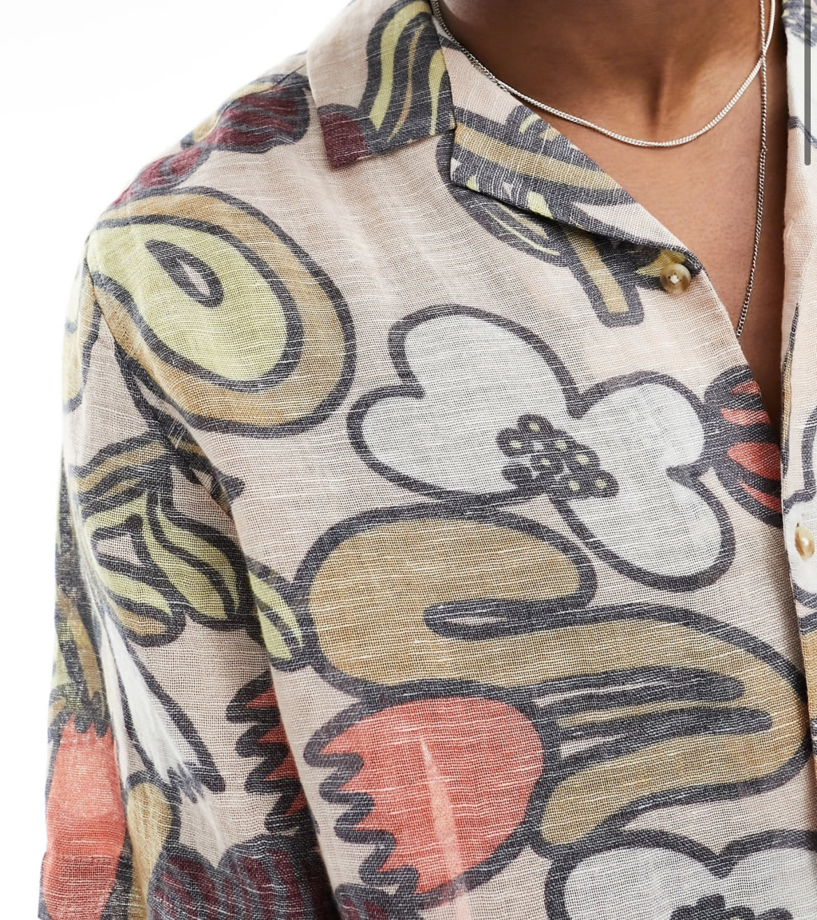 ASOS DESIGN relaxed revere shirt in reverse floral print