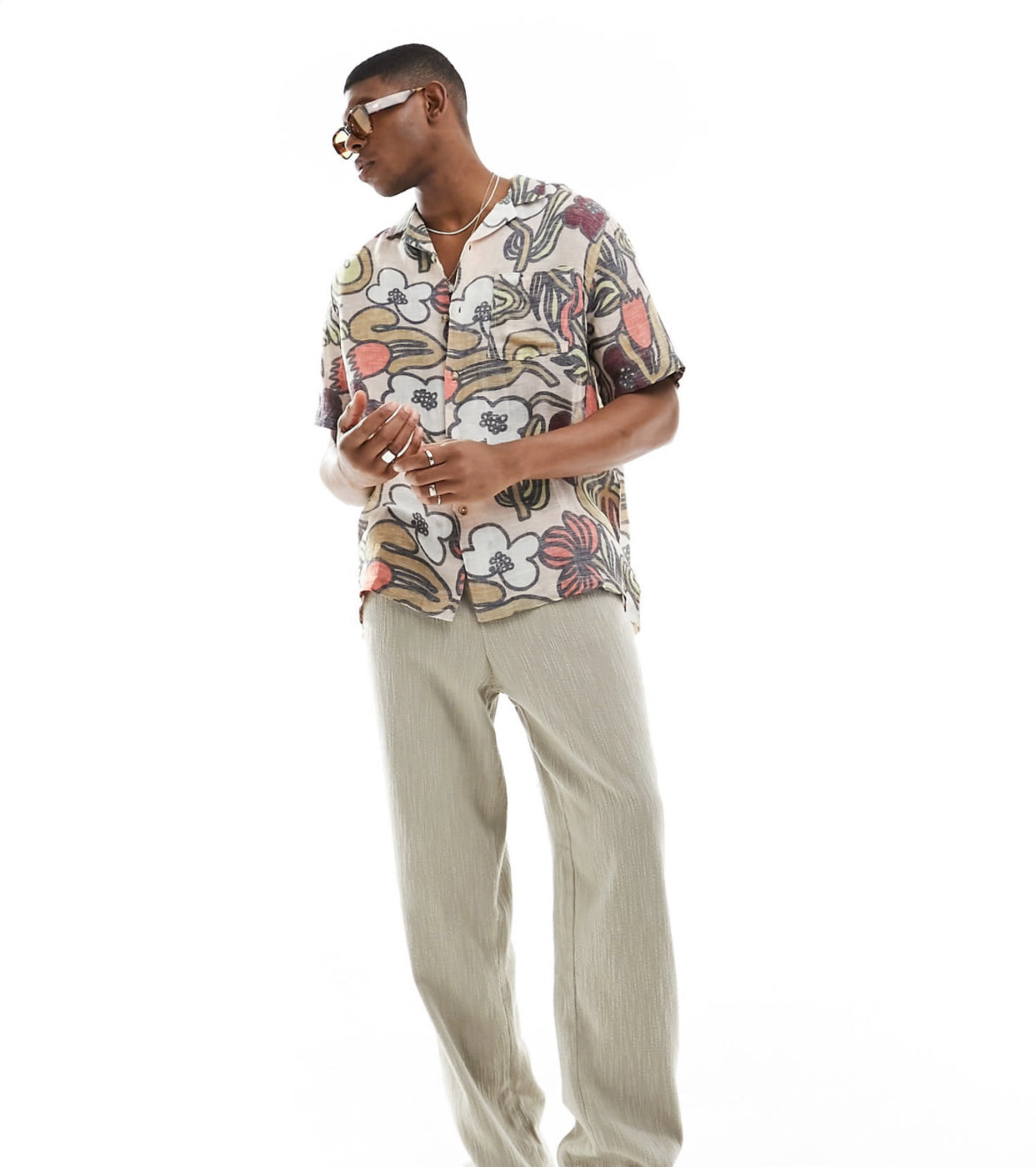 ASOS DESIGN relaxed revere shirt in reverse floral print