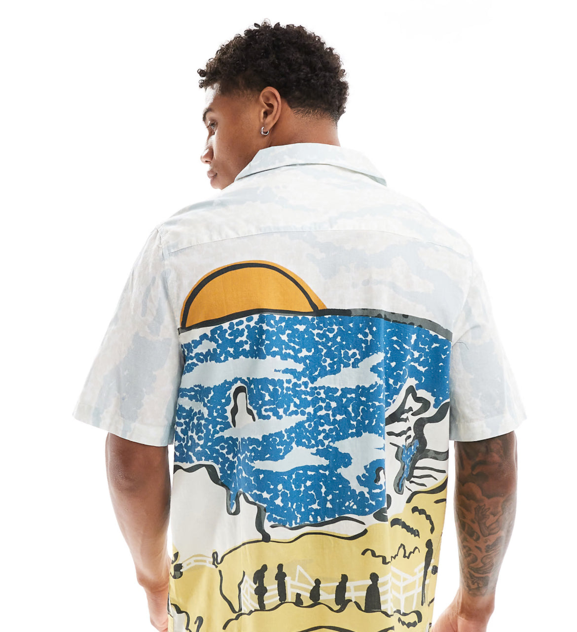 ASOS DESIGN boxy relaxed revere shirt with scenic print