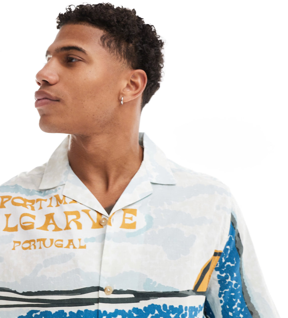 ASOS DESIGN boxy relaxed revere shirt with scenic print
