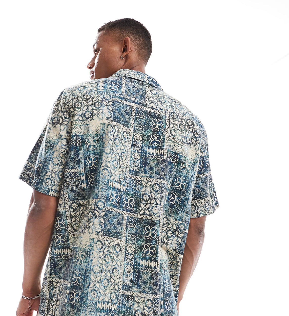 ASOS DESIGN relaxed revere shirt in tonal vintage print
