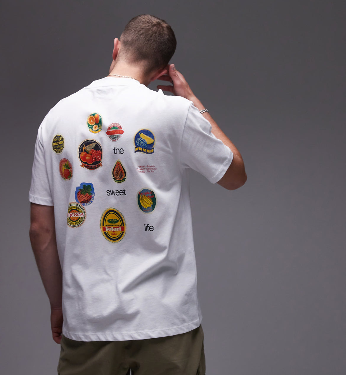 Topman oversized fit t-shirt with badges in white