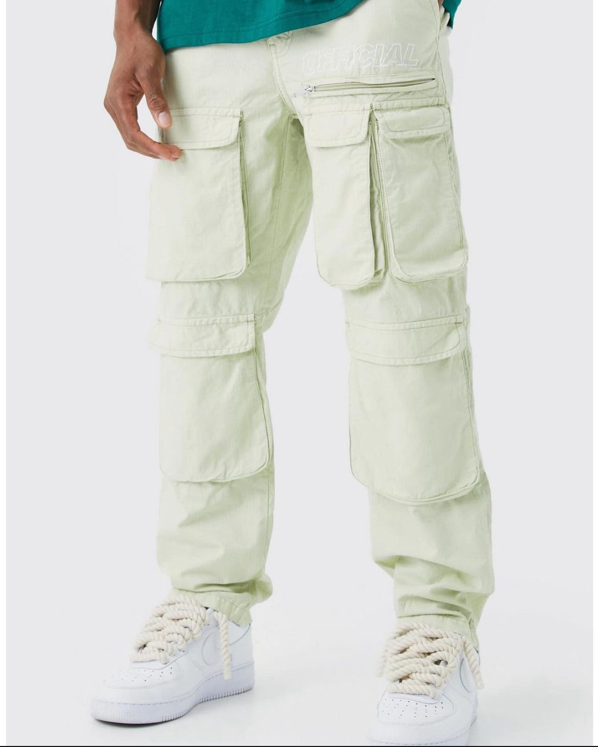 BoohooMan Straight Leg Multi Cargo Ripstop Trouser With Tonal Branding