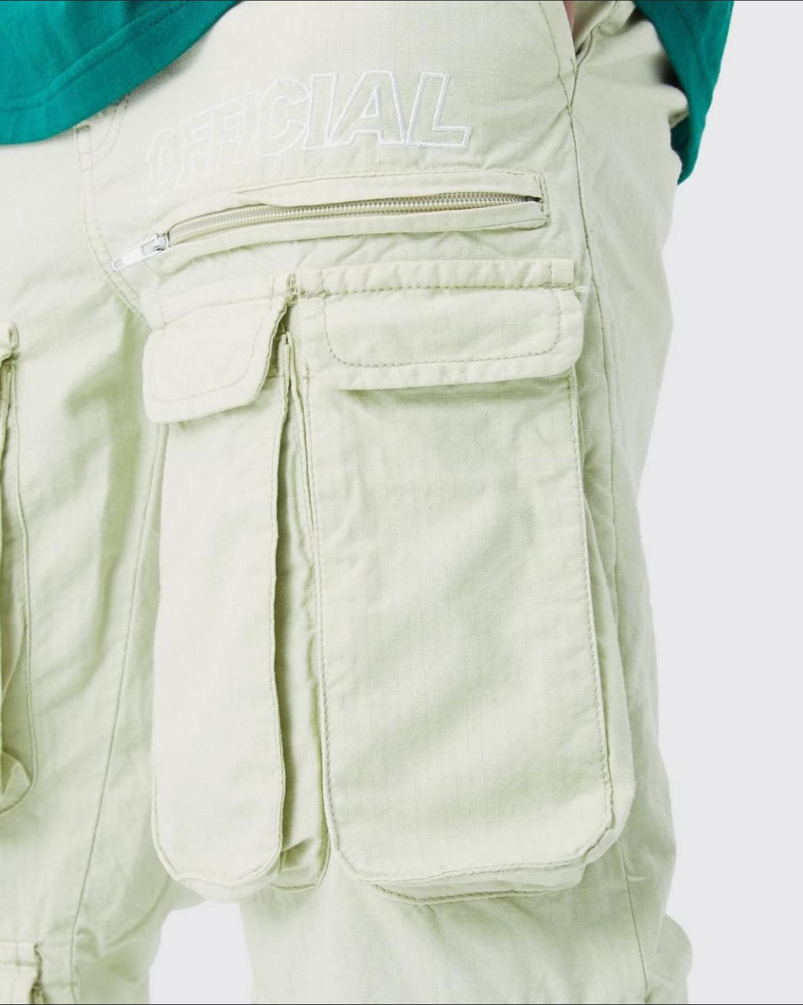 BoohooMan Straight Leg Multi Cargo Ripstop Trouser With Tonal Branding