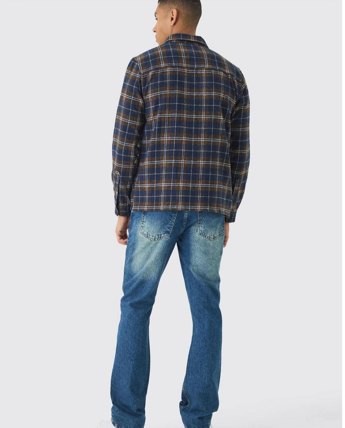 BoohooMan Slim Rigid Flare Jean In Vintage Blue