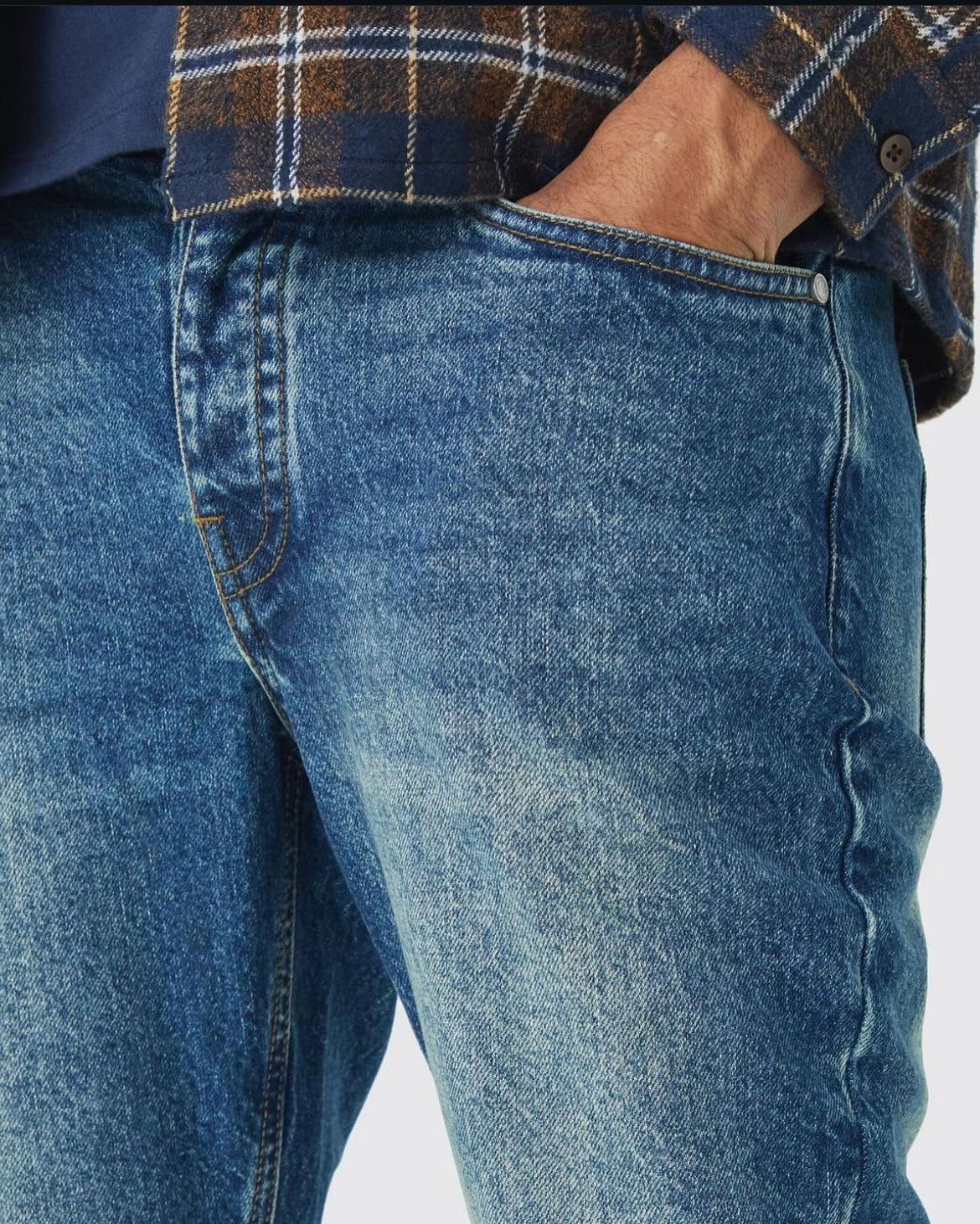 BoohooMan Slim Rigid Flare Jean In Vintage Blue