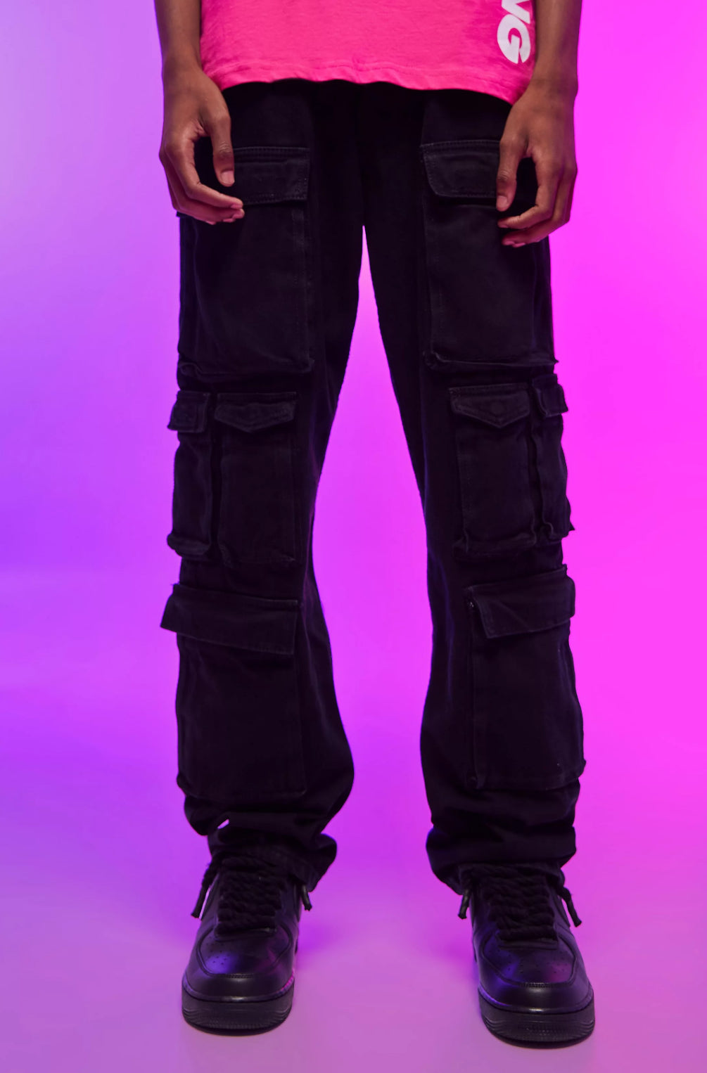 BoohooMan Relaxed Fit Washed Multi Pocket Cargo Jeans