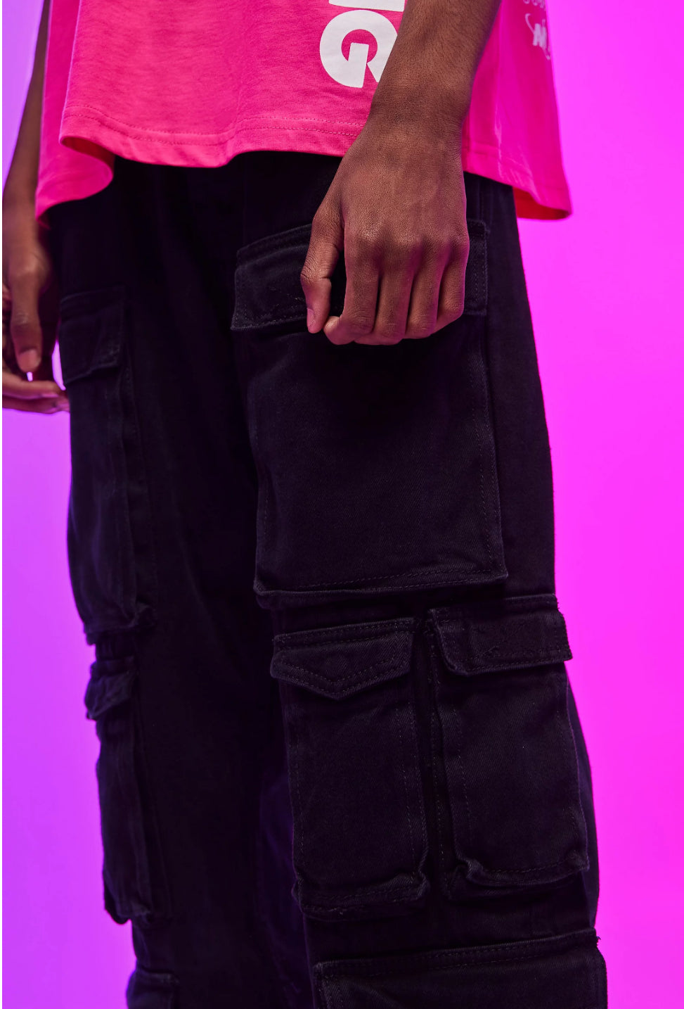 BoohooMan Relaxed Fit Washed Multi Pocket Cargo Jeans
