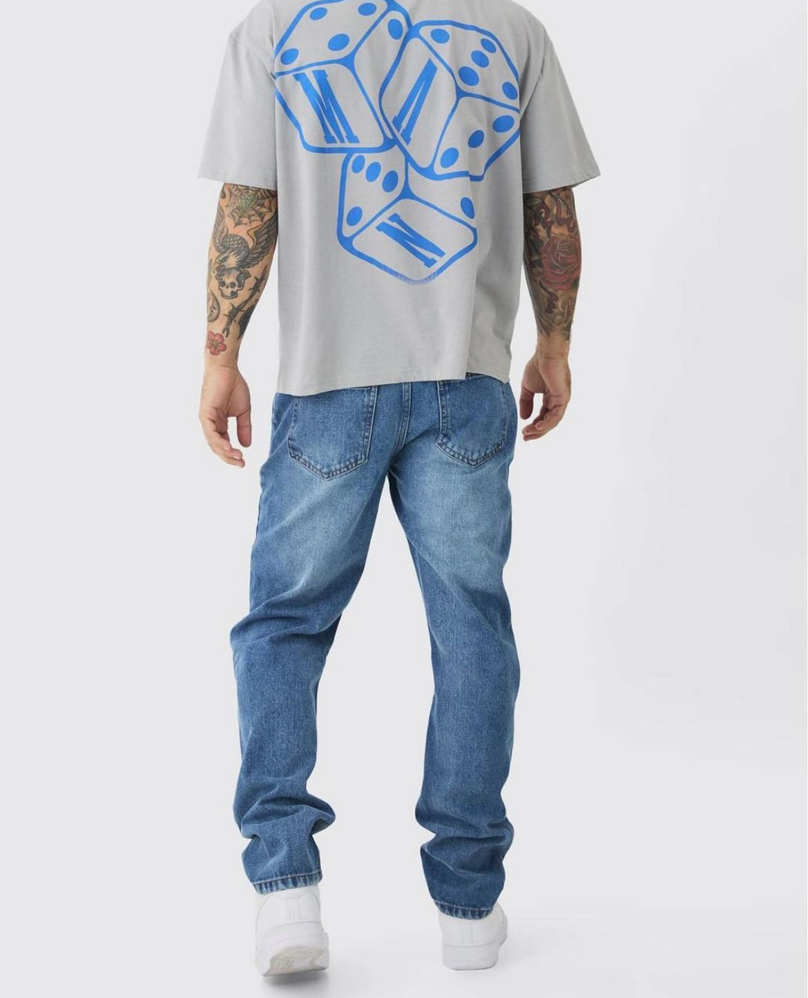 BoohooMan Straight Rigid Jean In Mid Blue