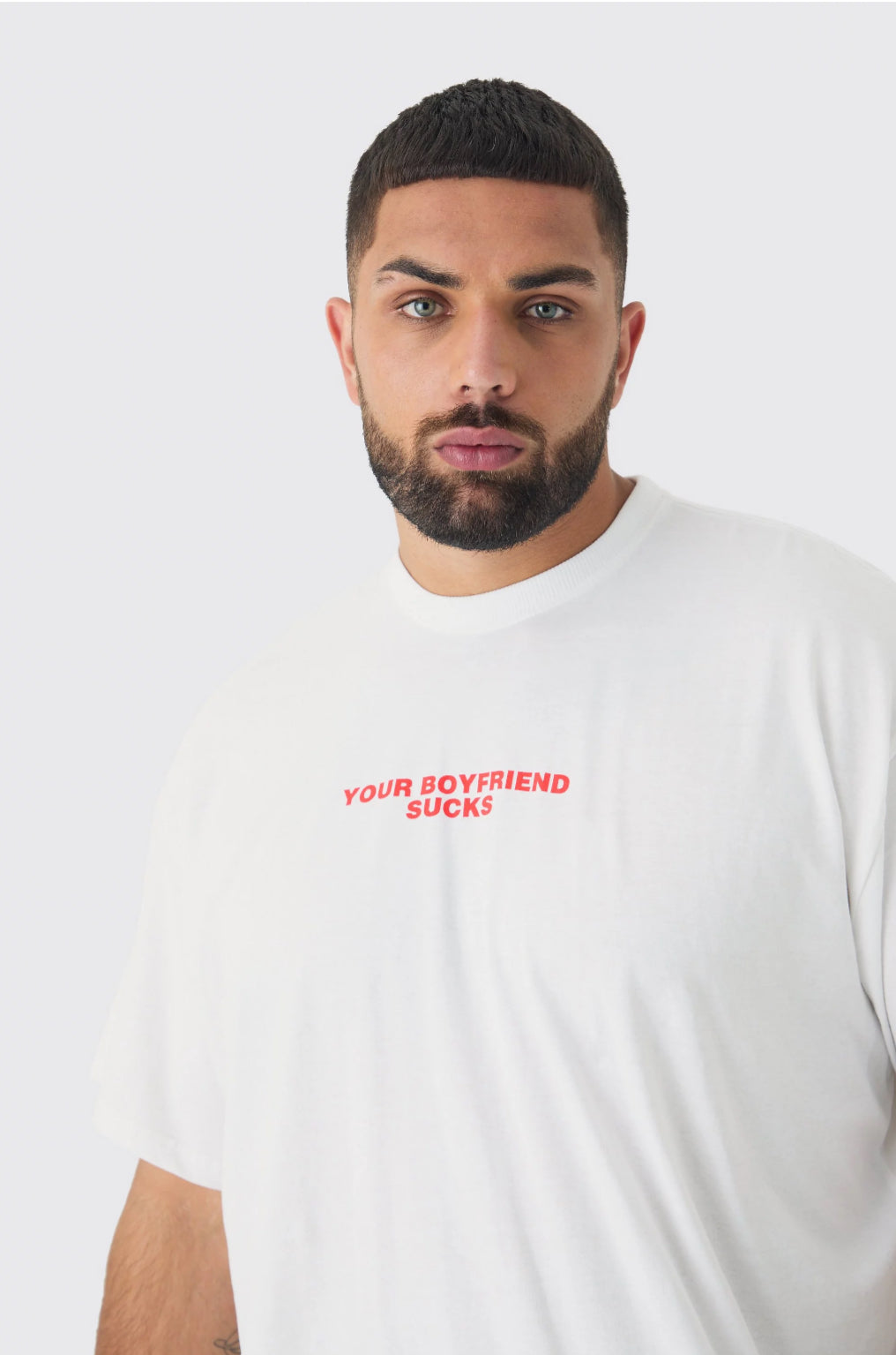 BoohooMan Plus Your Boyfriend Sucks Oversized T-shirt in White