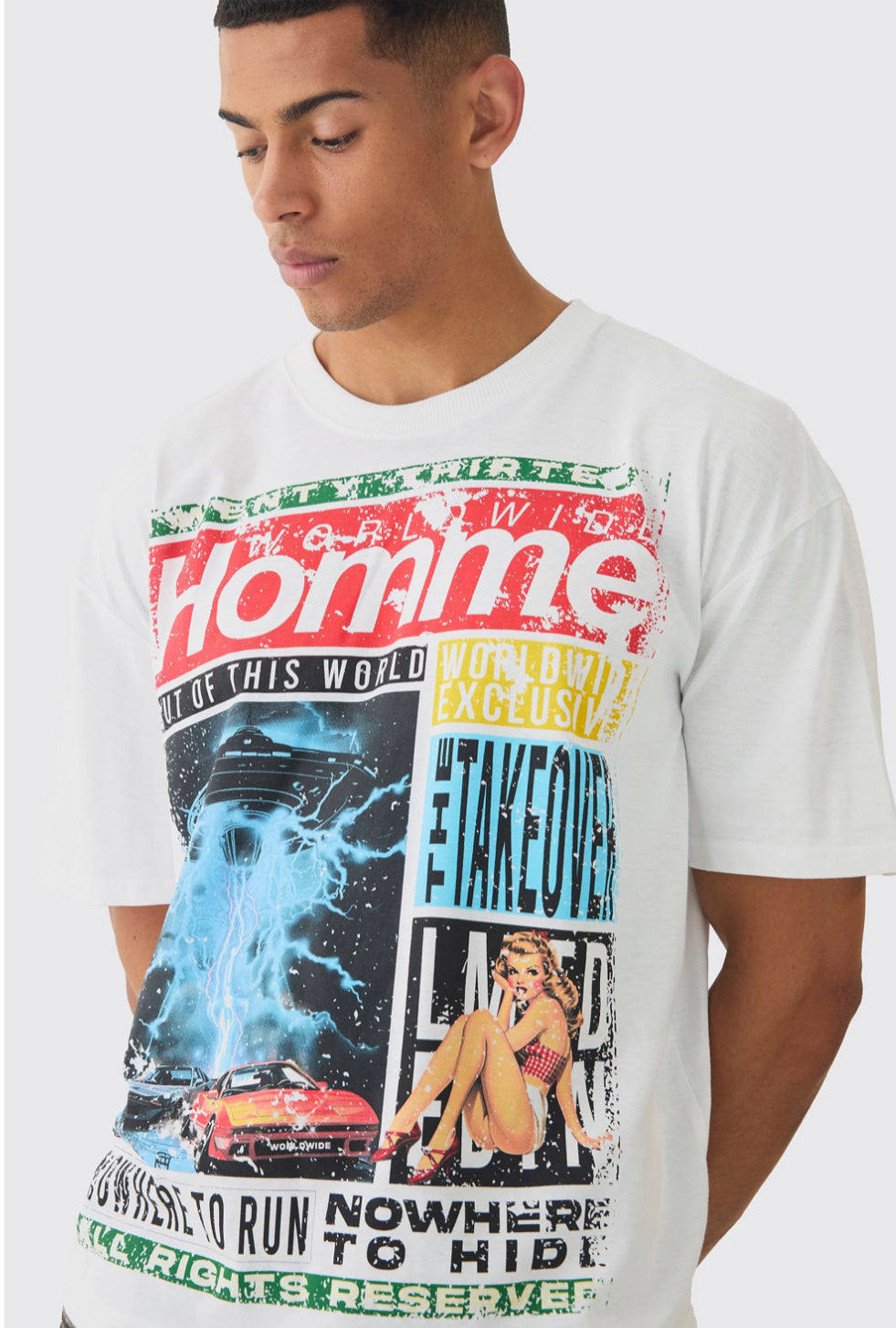 BoohooMan Oversized Boxy Homme Magazine Grap