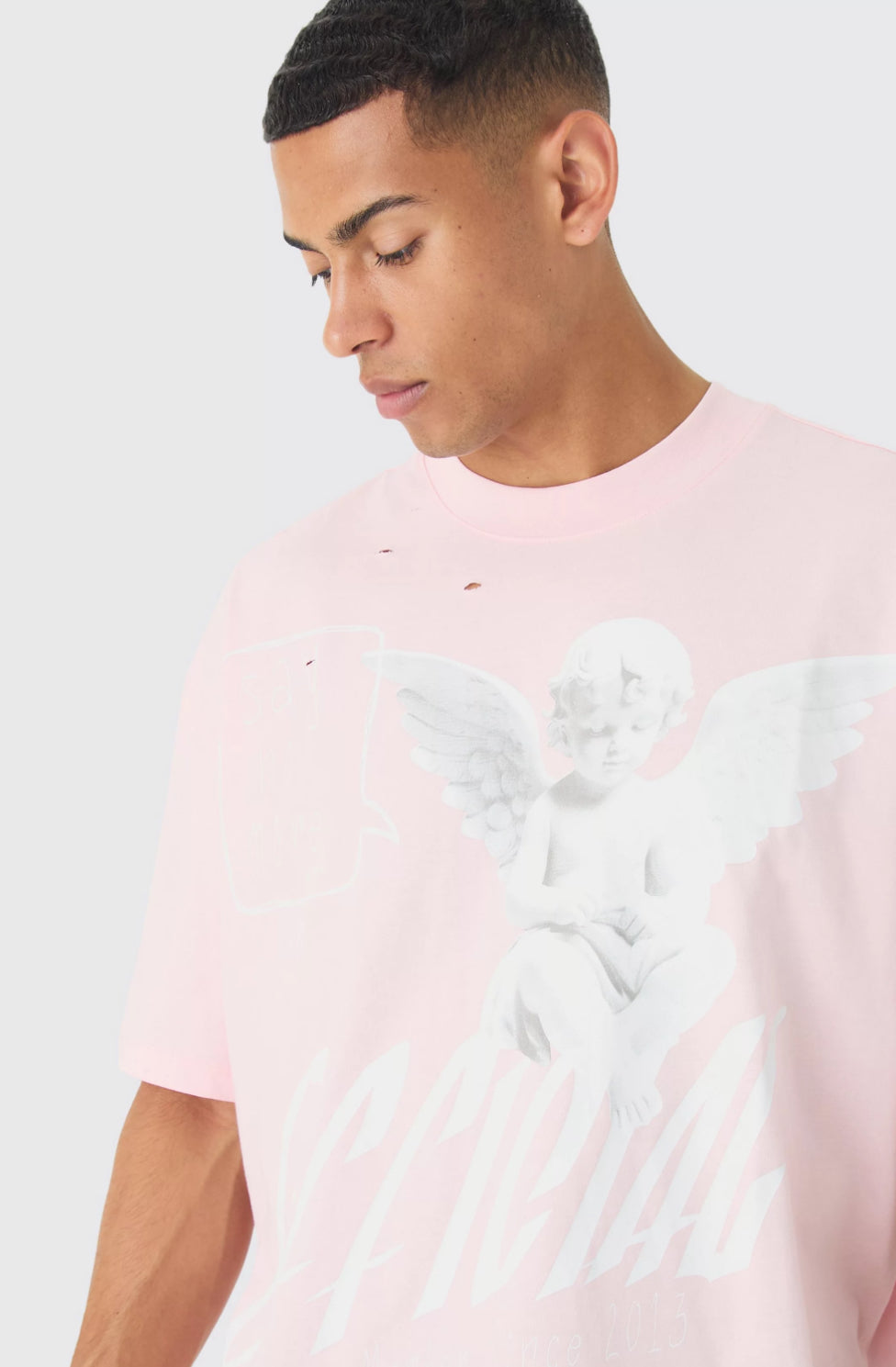 BoohooMan Oversized Boxy Distressed Heavyweight Renaissance Graphic T-shirt