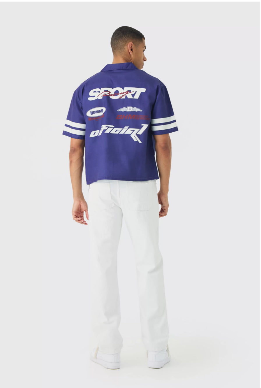 BoohooMan Oversized Lightweight Twill Moto Revere Shirt