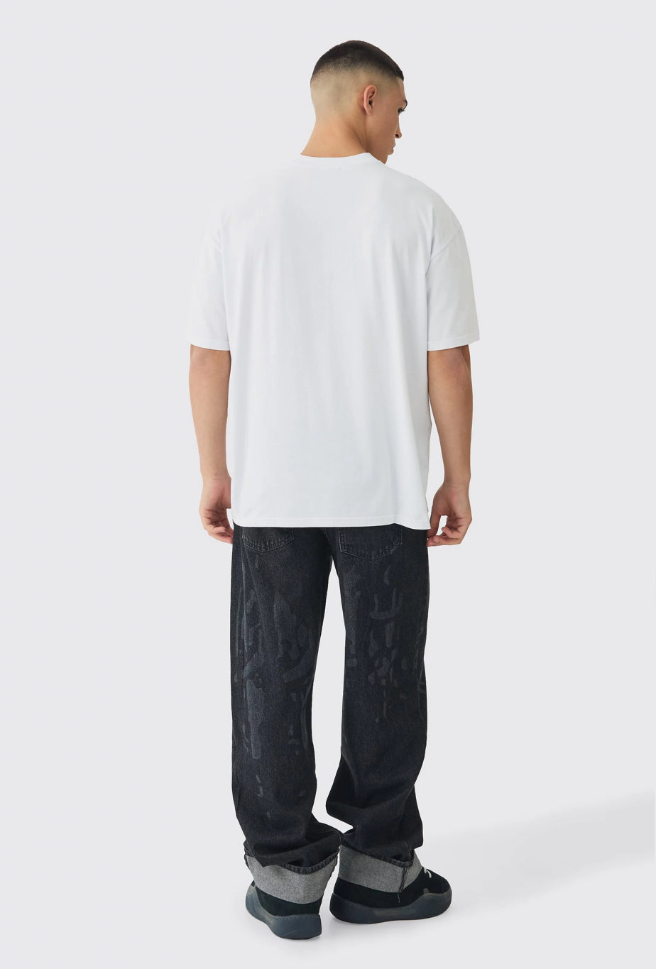 BoohooMan Oversized Extended Neck Dead Vibe Print T-Shirt