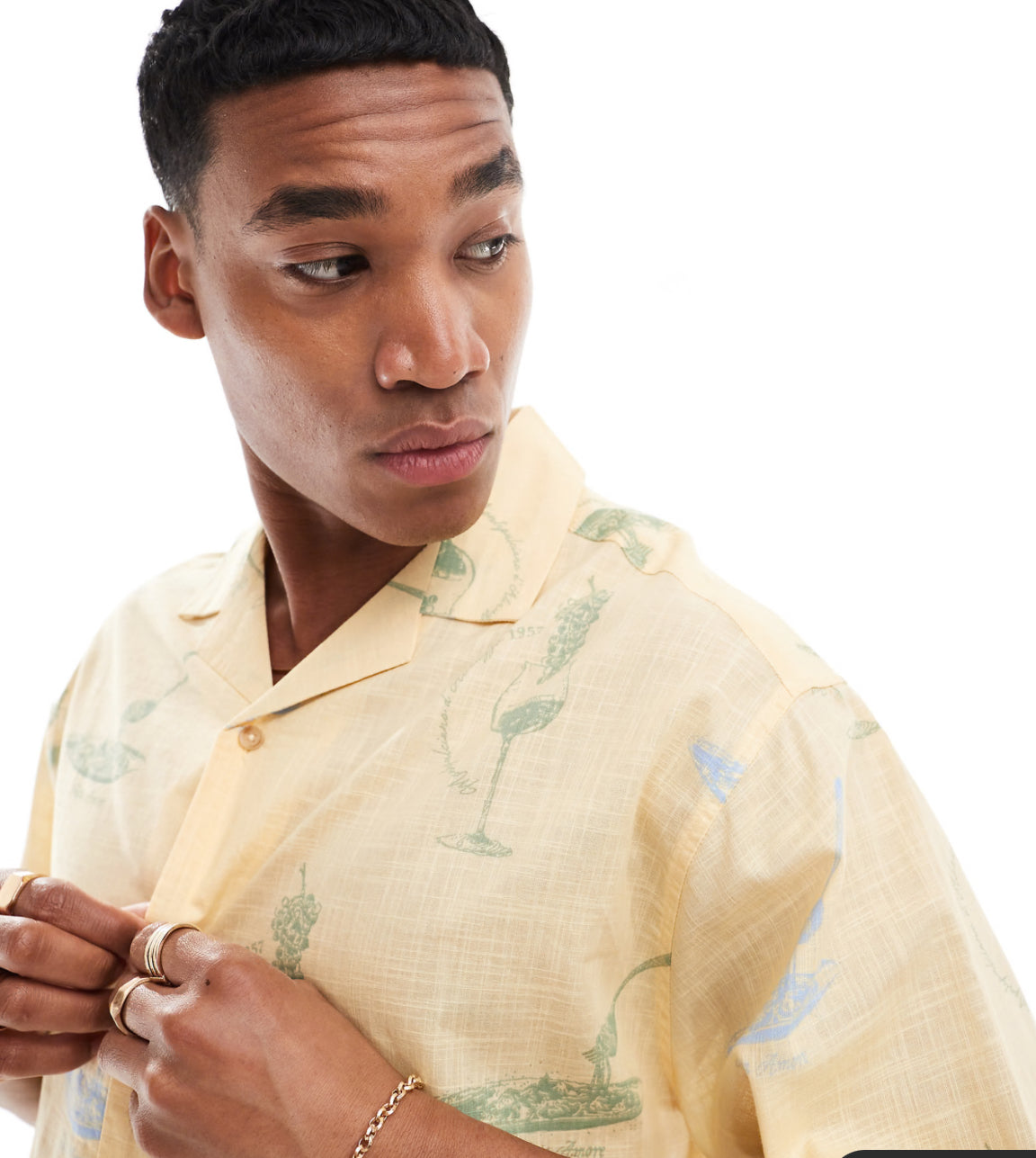 ASOS DESIGN oversized revere shirt with wine and pasta print
