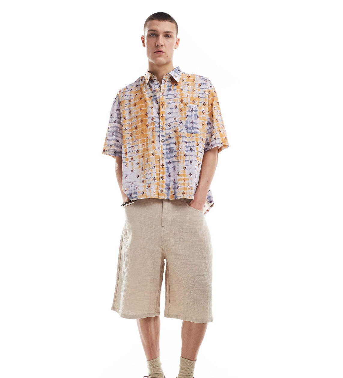 Reclaimed Vintage cropped boxy shirt in faded floral print