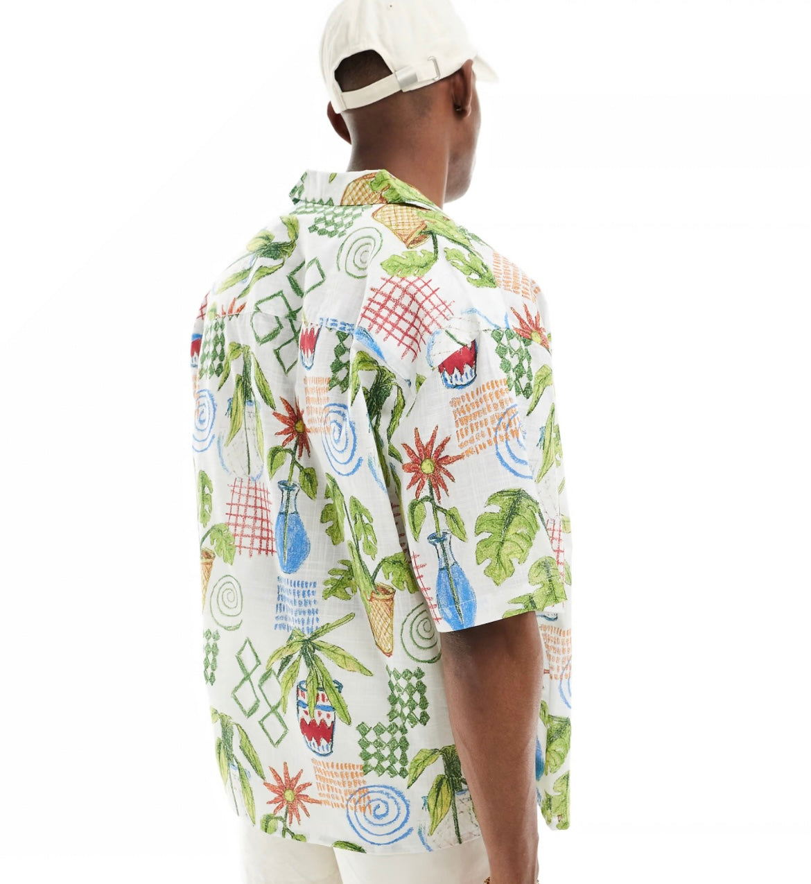ASOS DESIGN oversized revere shirt in plant print