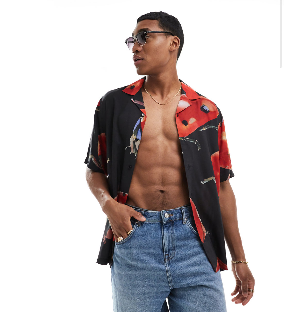 ASOS DESIGN relaxed revere shirt in ladybird print