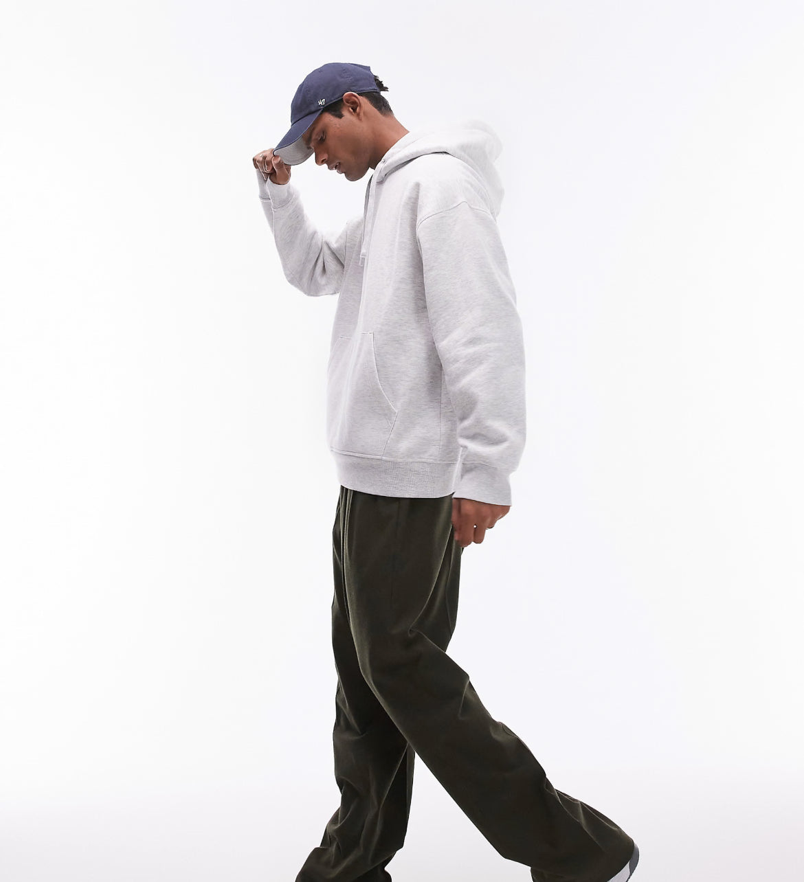 Topman oversized hoodie in light grey marl