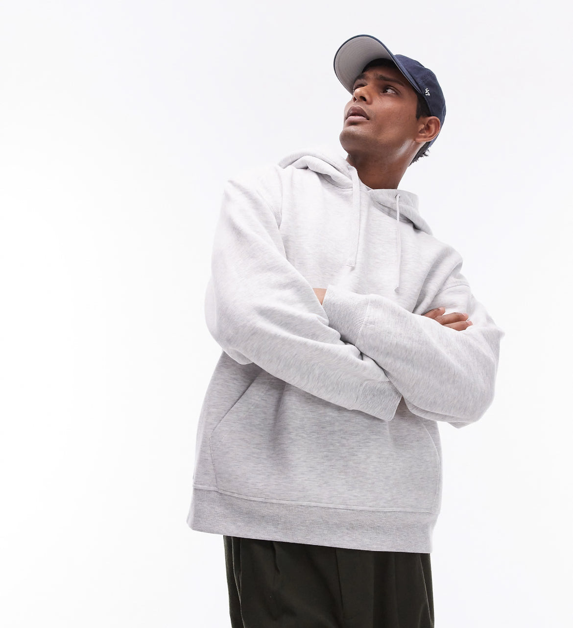 Topman oversized hoodie in light grey marl