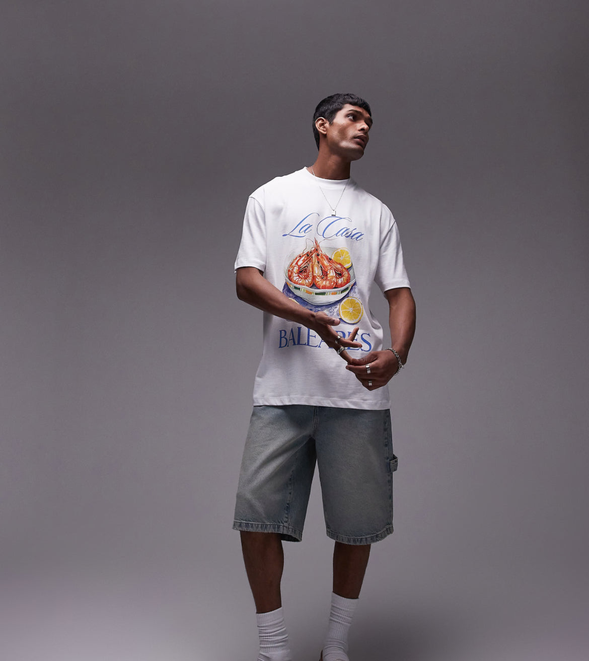 Topman oversized fit t-shirt with La Casa Baleares print in white