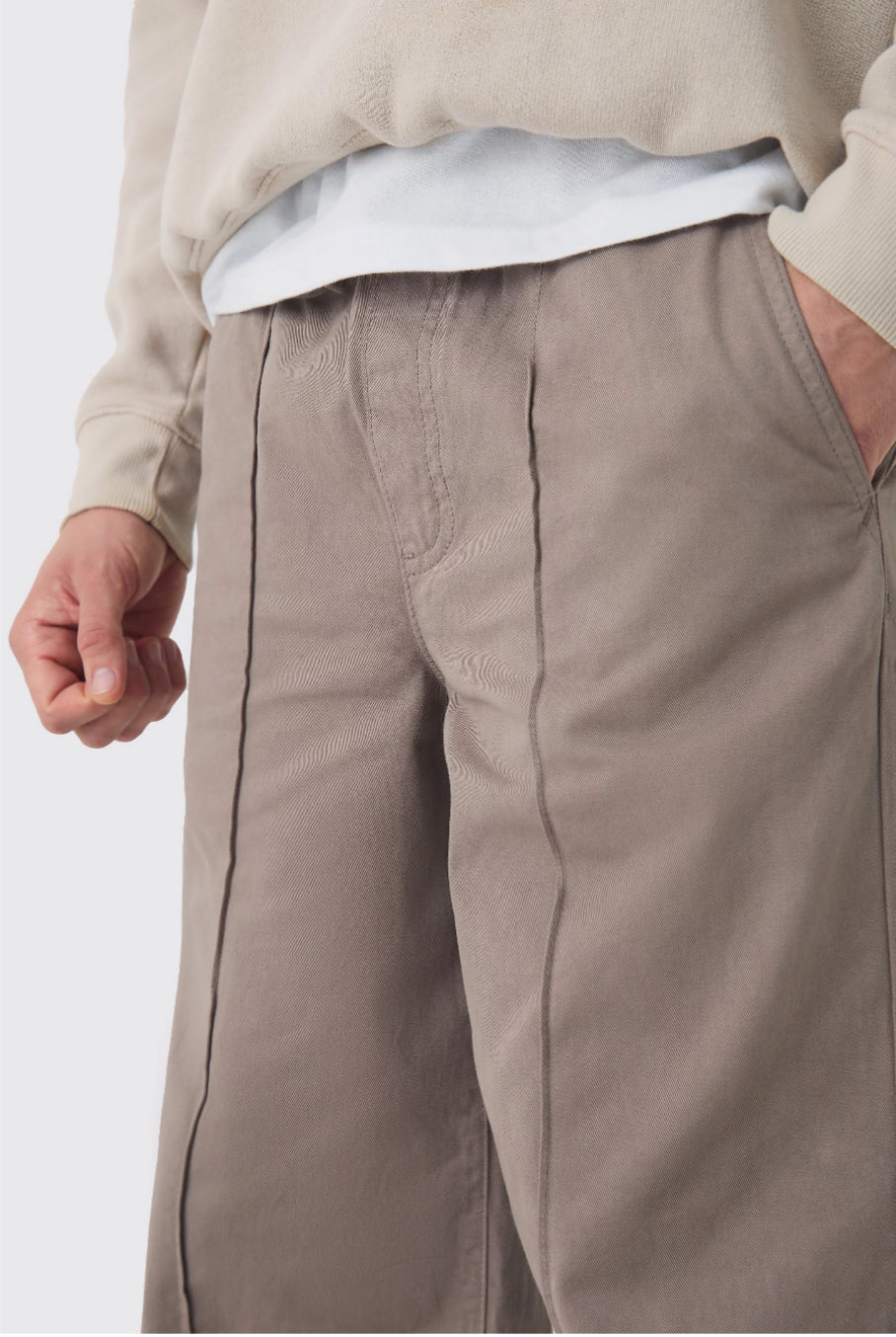BoohooMan Elasticated Waist Wide Leg Pintuck Chino Trousers