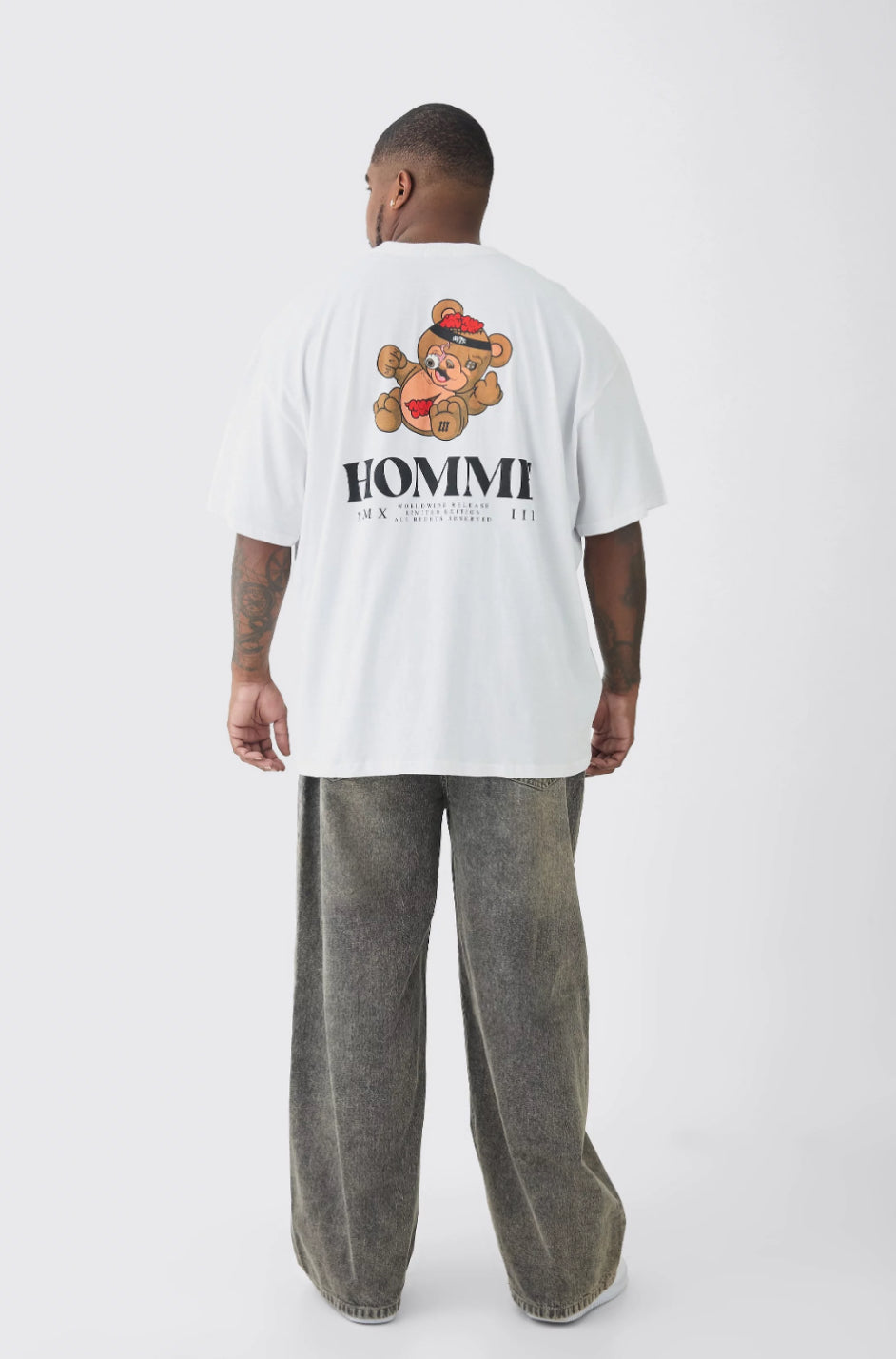 BoohooMan Plus Oversized Evil Teddy Homme Print T-Shirt