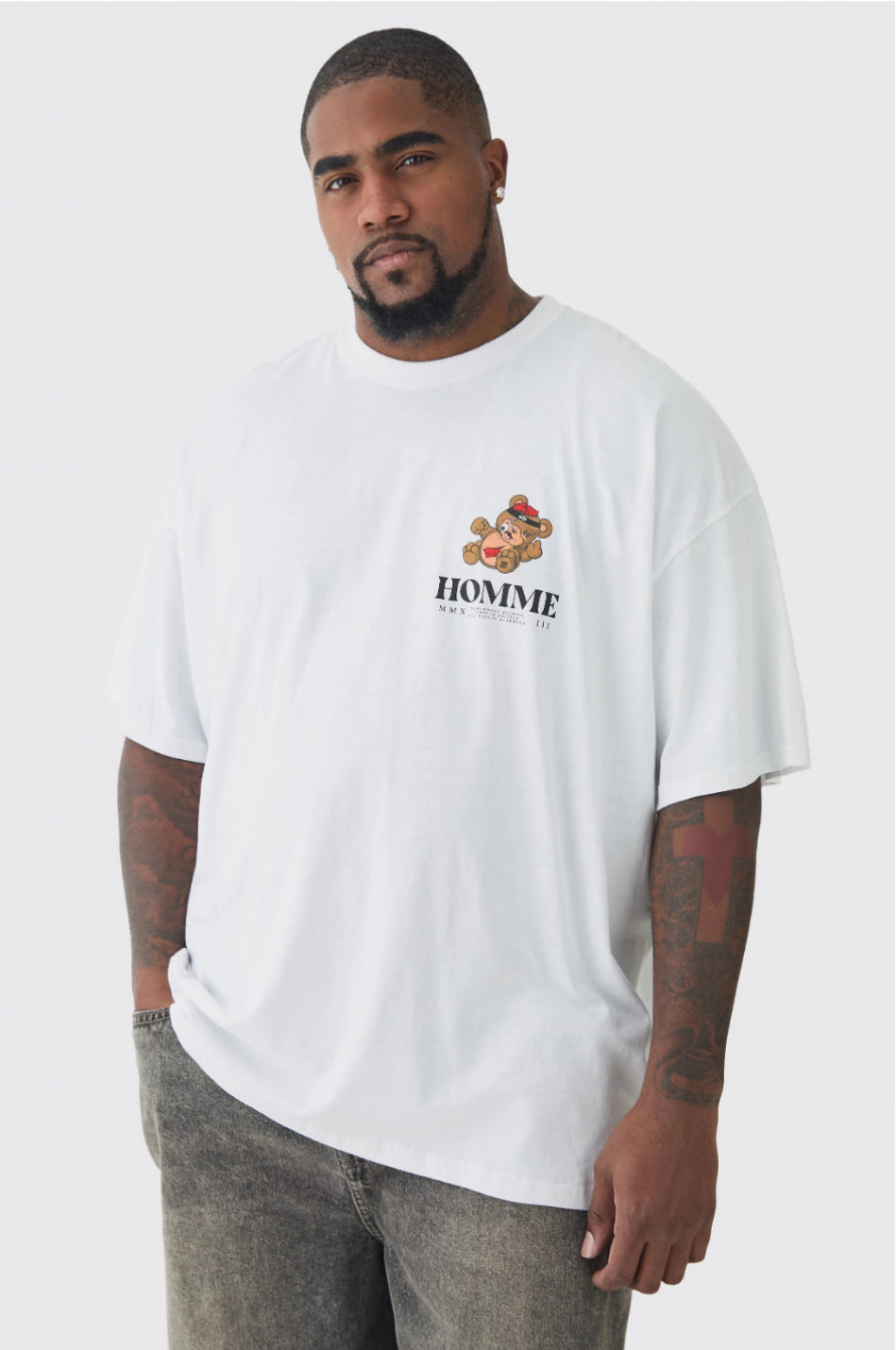 BoohooMan Plus Oversized Evil Teddy Homme Print T-Shirt