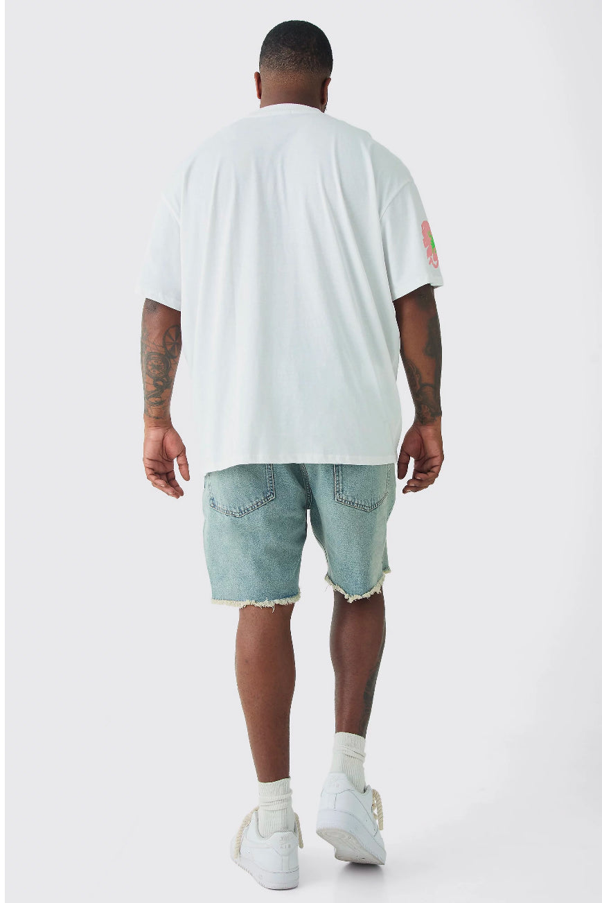 BoohooMan Plus Oversized Floral Doodle Print T-shirt