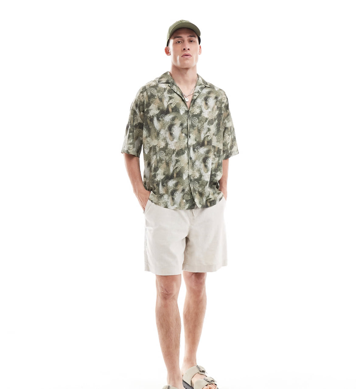 Pull&bear graphic blur printed shirt in green